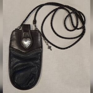 Brighton Black And Brown Leather Eyeglasses , ID/Card Case With Strap